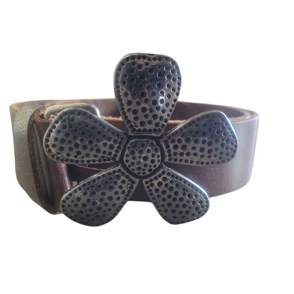 Silpada Brown Belt with Silver Flower Buckle - Picture 1 of 7